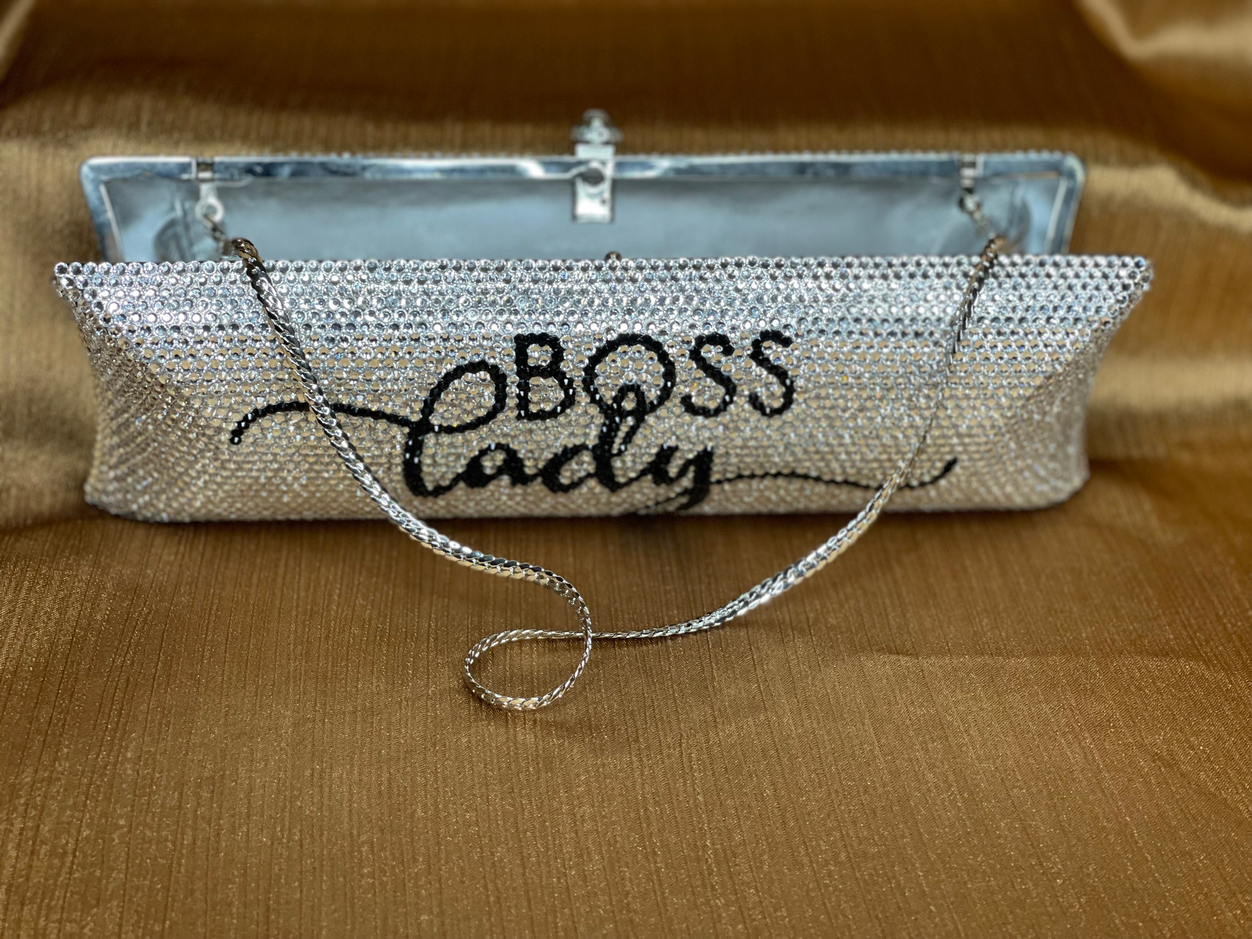 “BOSS LADY” CLUTCH SILVER/BLACK