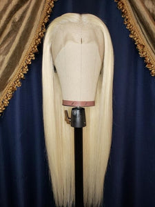 "KYLIE" CUSTOM HAND STITCHED LACE FRONT 613 STRAIGHT WIG