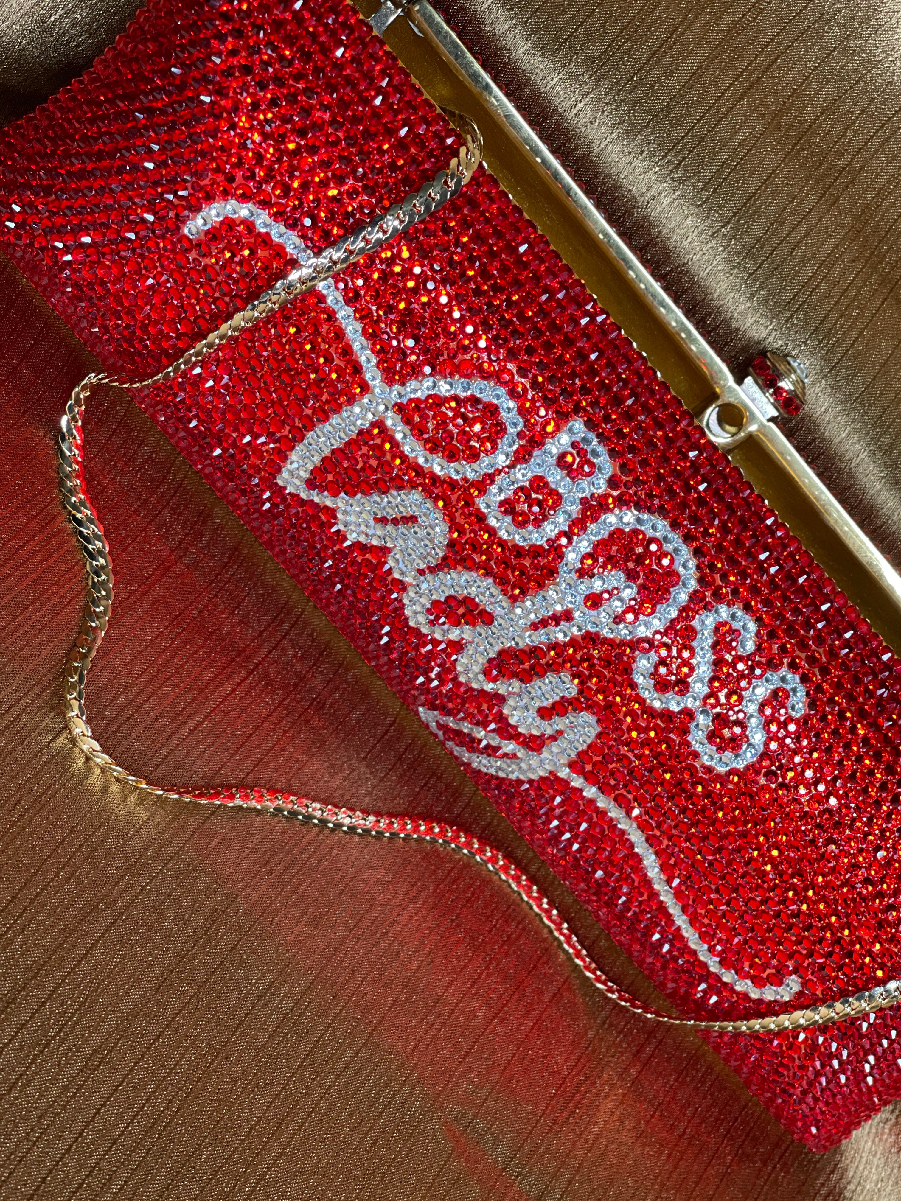 “BOSS LADY” CLUTCH RED/SILVER
